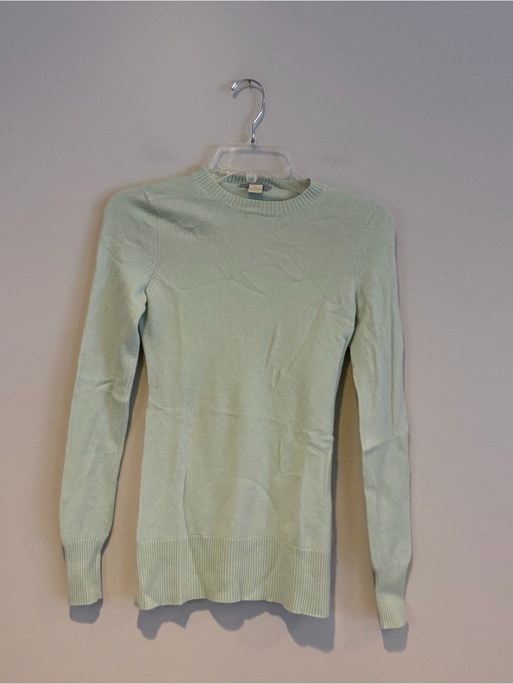 Hayden Mint Crewneck Slim 100% Knit Cashmere Sweater Size XS